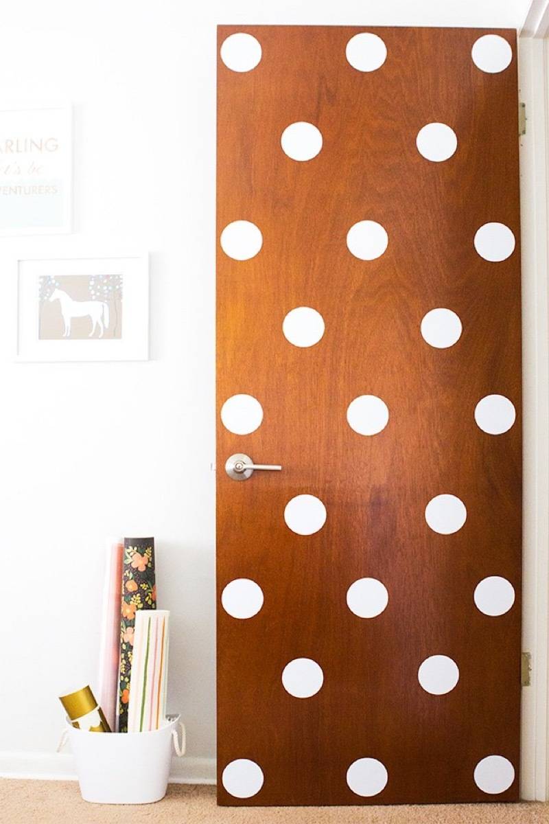 Vinyl dots on wood door
