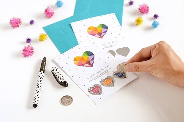 DIY printable scratch-off Valentine's Day card