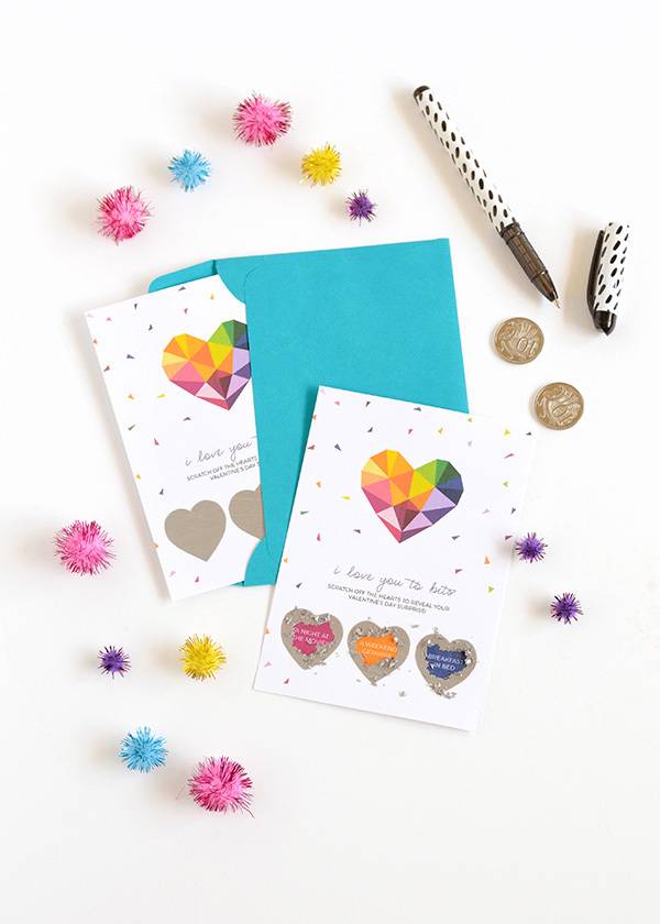 DIY printable scratch-off Valentine's Day card