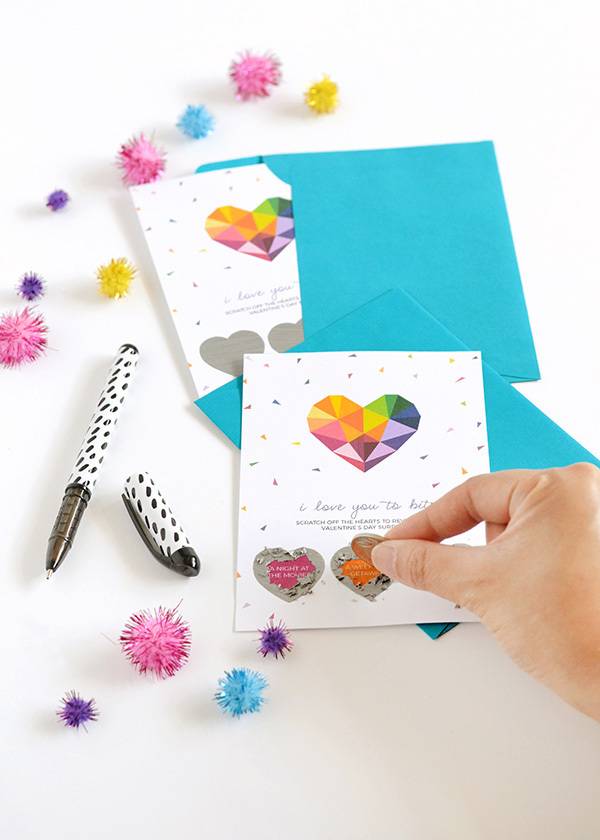 DIY printable scratch-off Valentine's Day card