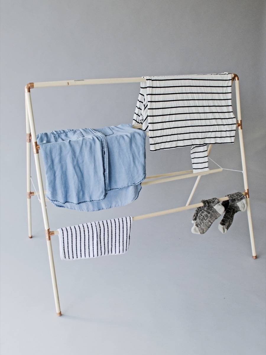 How to make a minimal copper and wood clothes drying rack