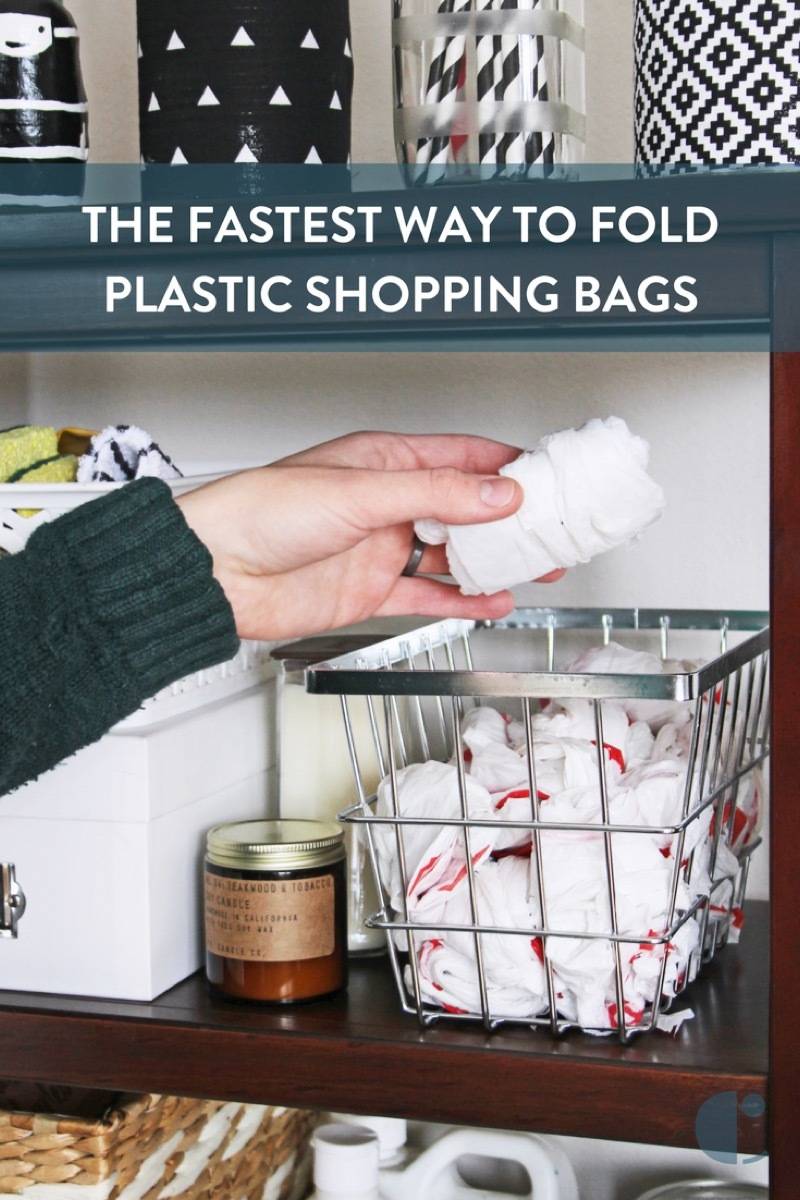 No more shoving a wad of bags into the belly of yet another bag - get that mess together! We'll show you the quickest and easiest way to fold a plastic shopping bag.
