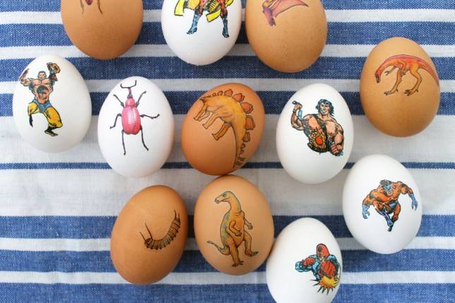 super hero tattooed eggs