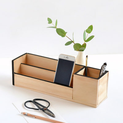 wood desk organizer DIY - minimal and modern