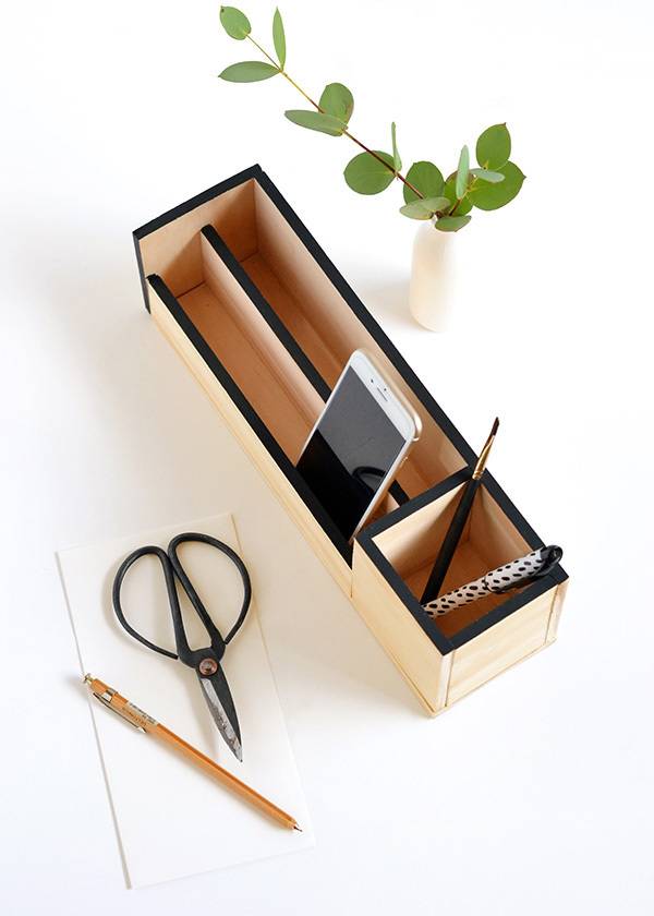 minimal wood desk organizer