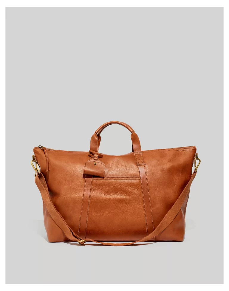 madewell cute luggage weekend bag in brown leather