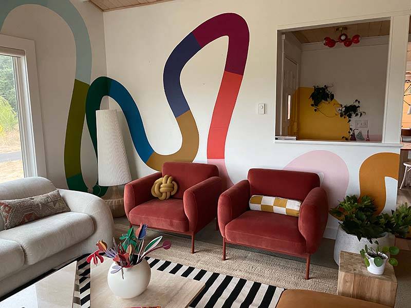 bold, colorful wall mural. 