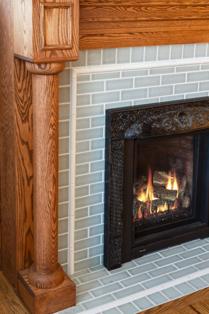 tiled fireplace