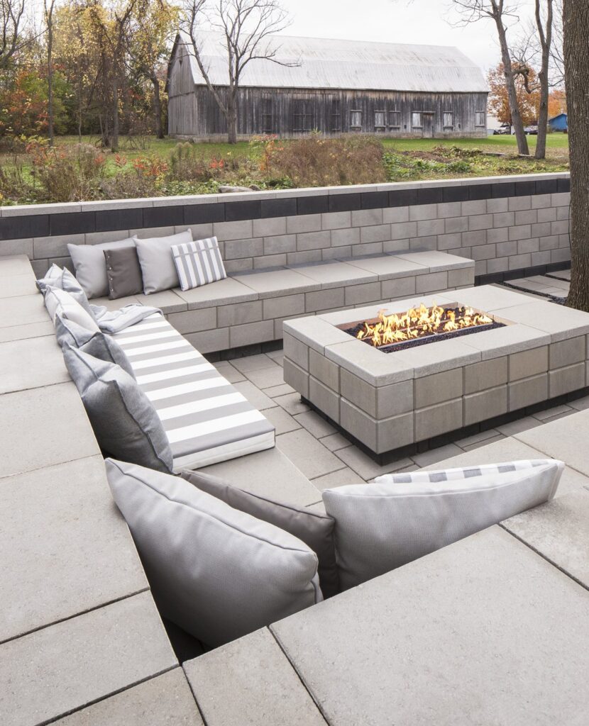 A modern fire pit.