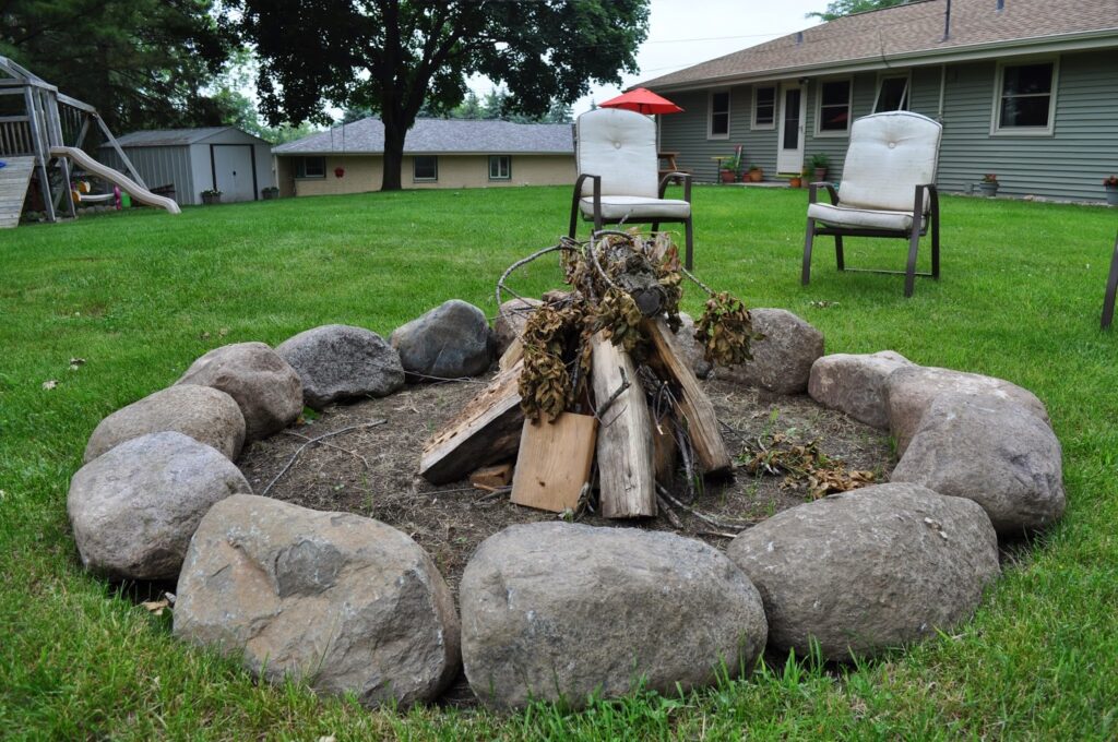 A rustic fire pit.