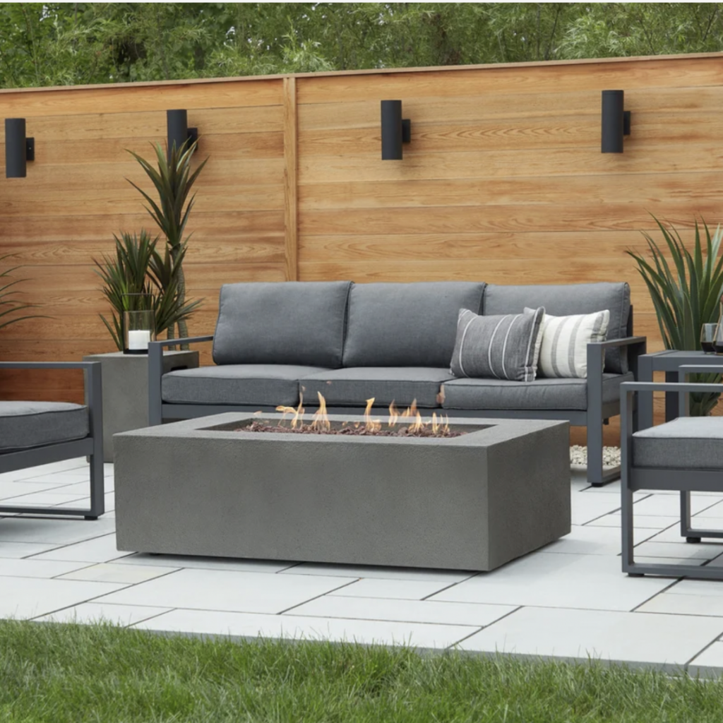 A modern fire pit.