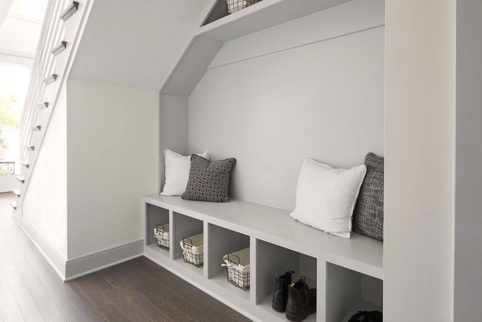 Under stairs mudroom