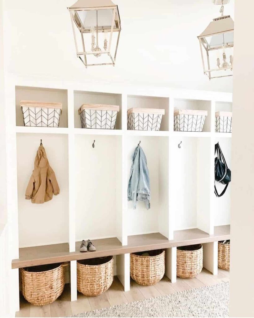 This mudroom from Soul and Lane certainly doesn’t lack storage space with these built-in cubbies.
