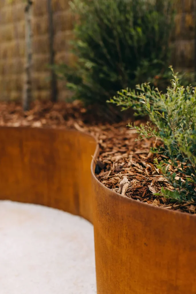 Weathering steel edging from Henderson Garden Supply.