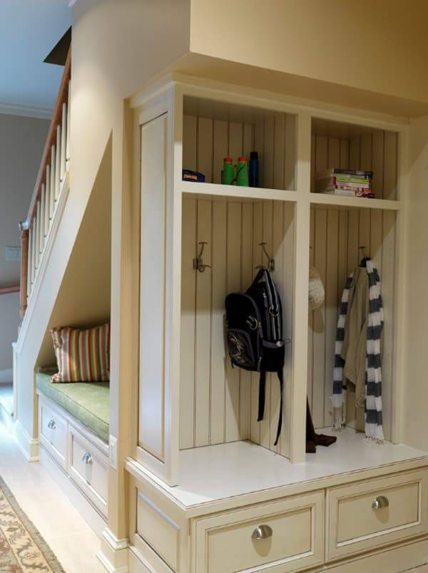 Under stairs mudroom