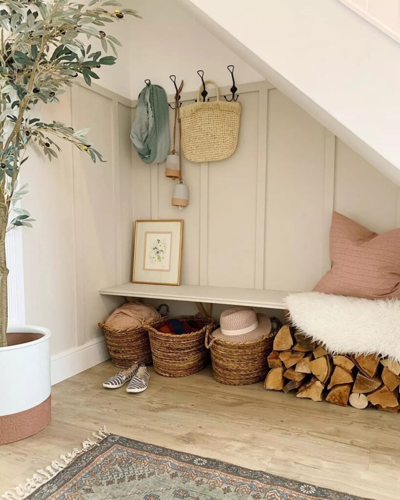 Under stairs mudroom