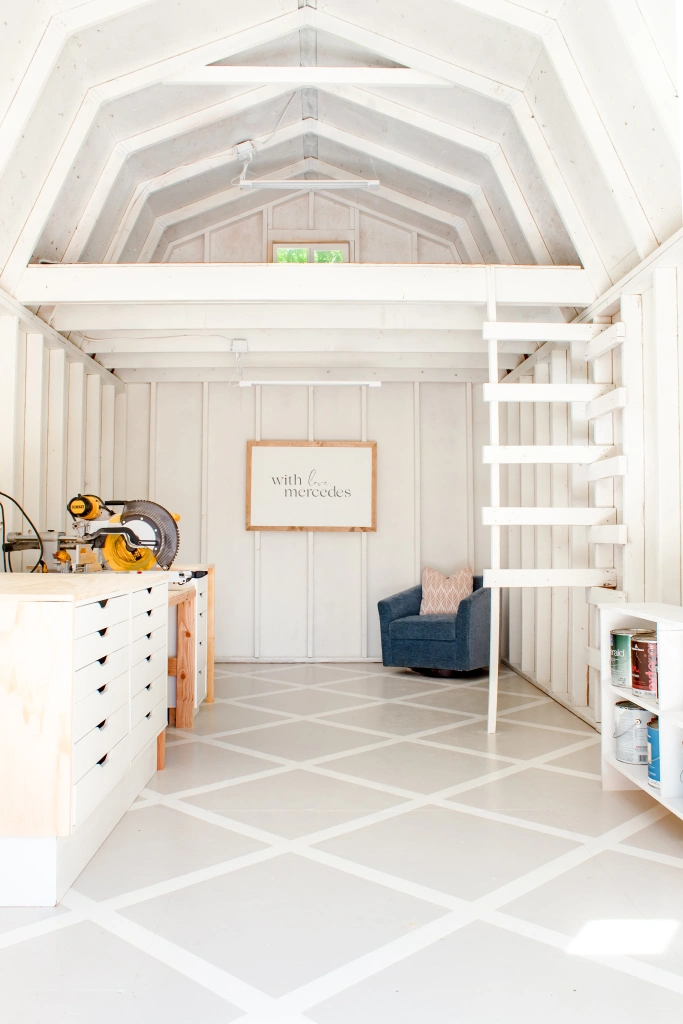 A charming, functional backyard she shed from With Love, Mercedes.