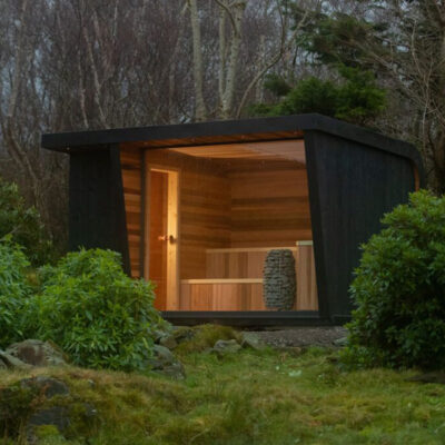 backyard sauna in a forest