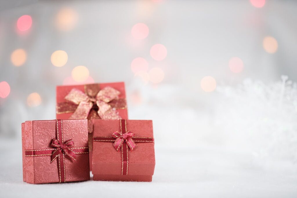 Red christmas gift boxes