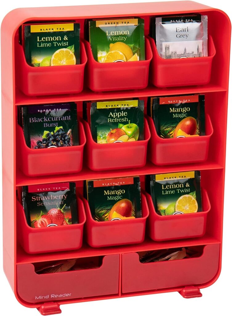 This bright and cheerful countertop tea organizer with removable drawers is perfect for easy access to all your favorite teas. 