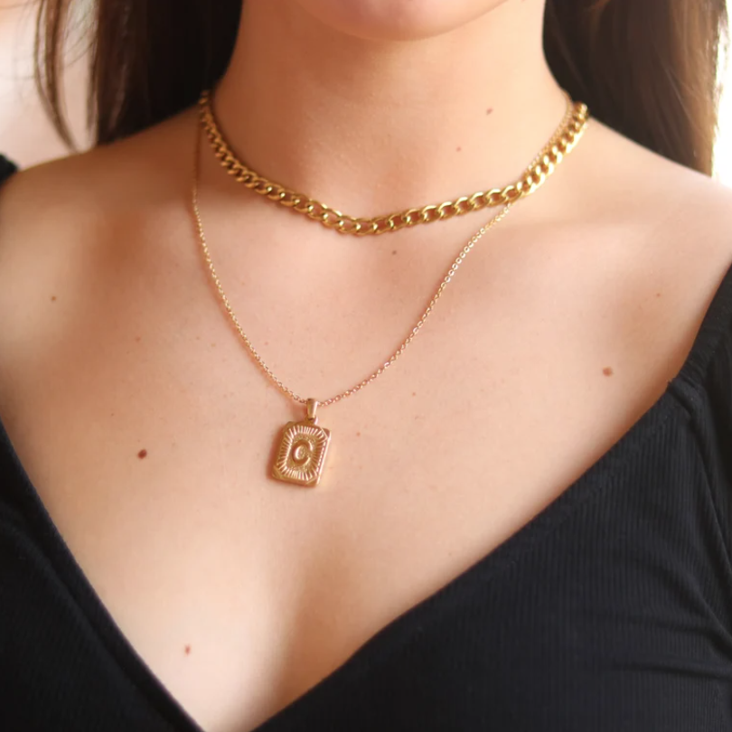 Gold Initial Necklace.