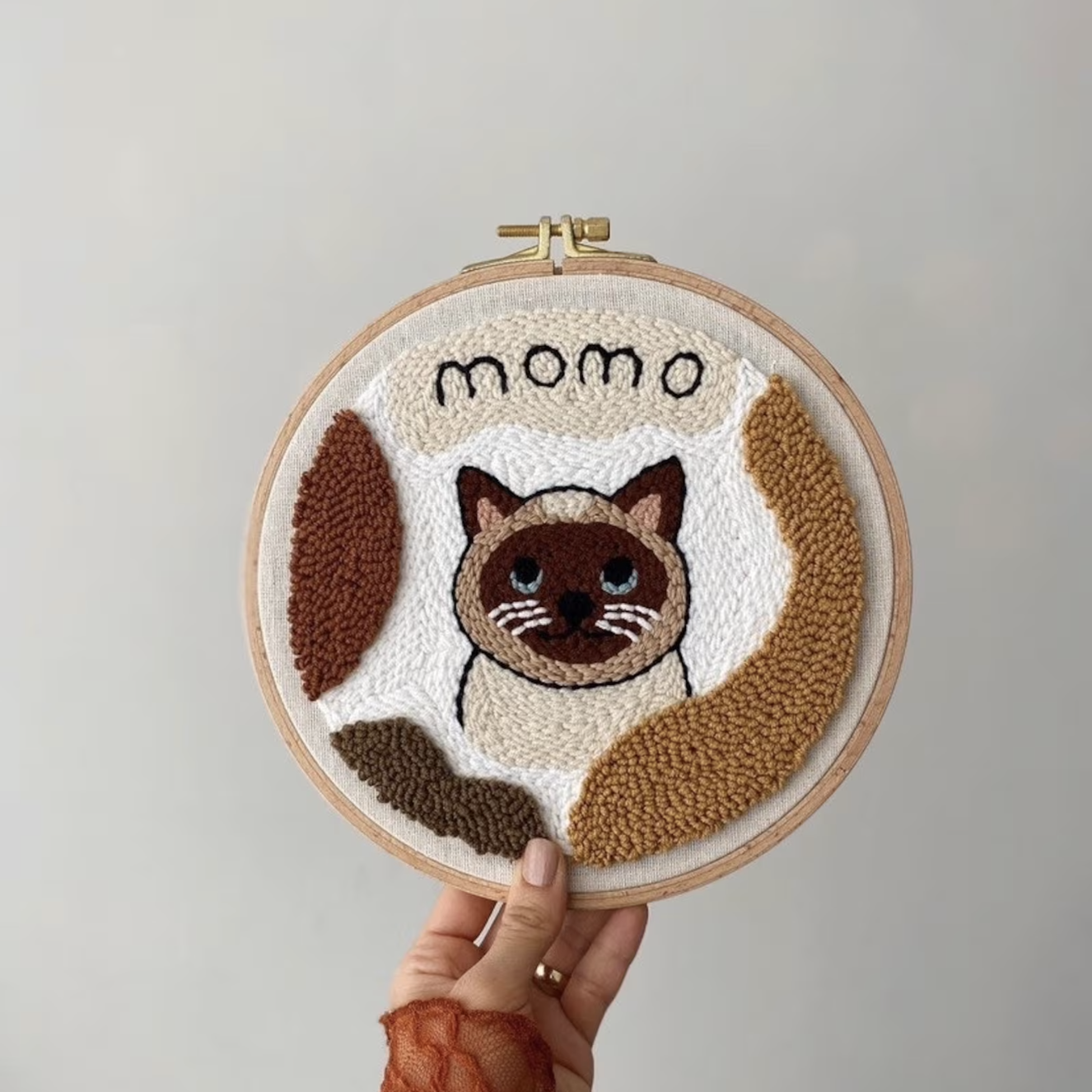 Punch Needle Wall Hanging of a cat