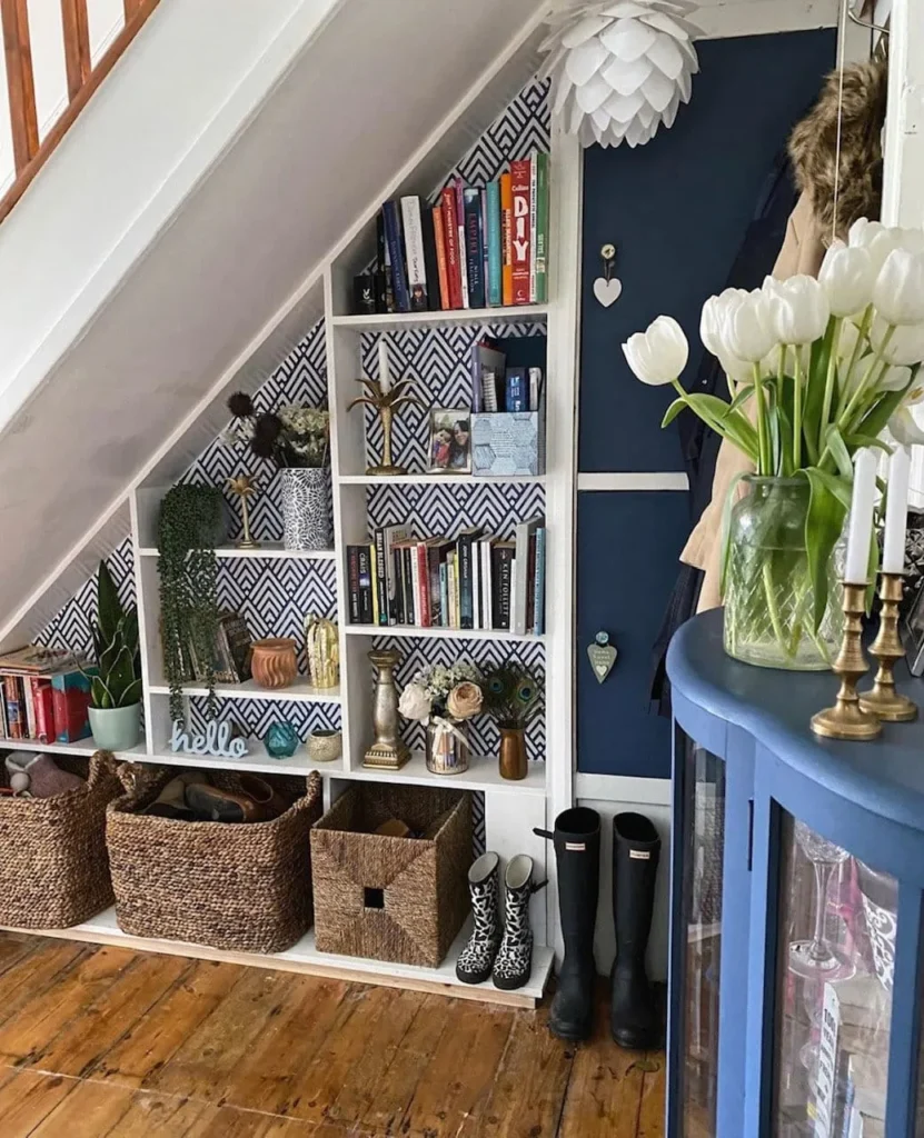 These shoe cubbies paired with the open shelving