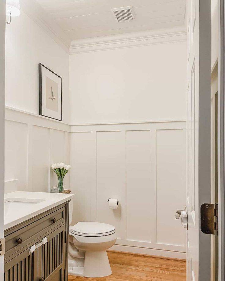 Bathroom with neutral board and batten paneling
