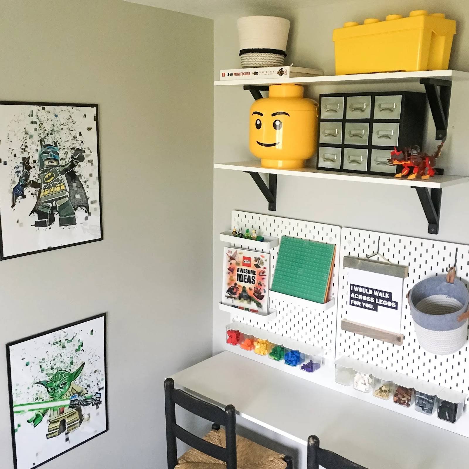 Lego workstation with the IKEA SKADIS pegboard system.