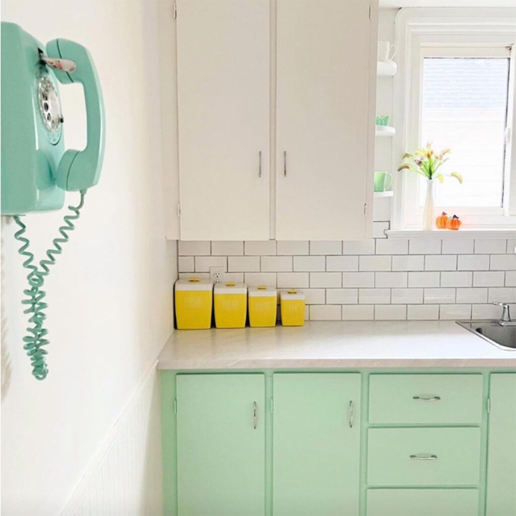 bright and clean kitchen with vintage accessories