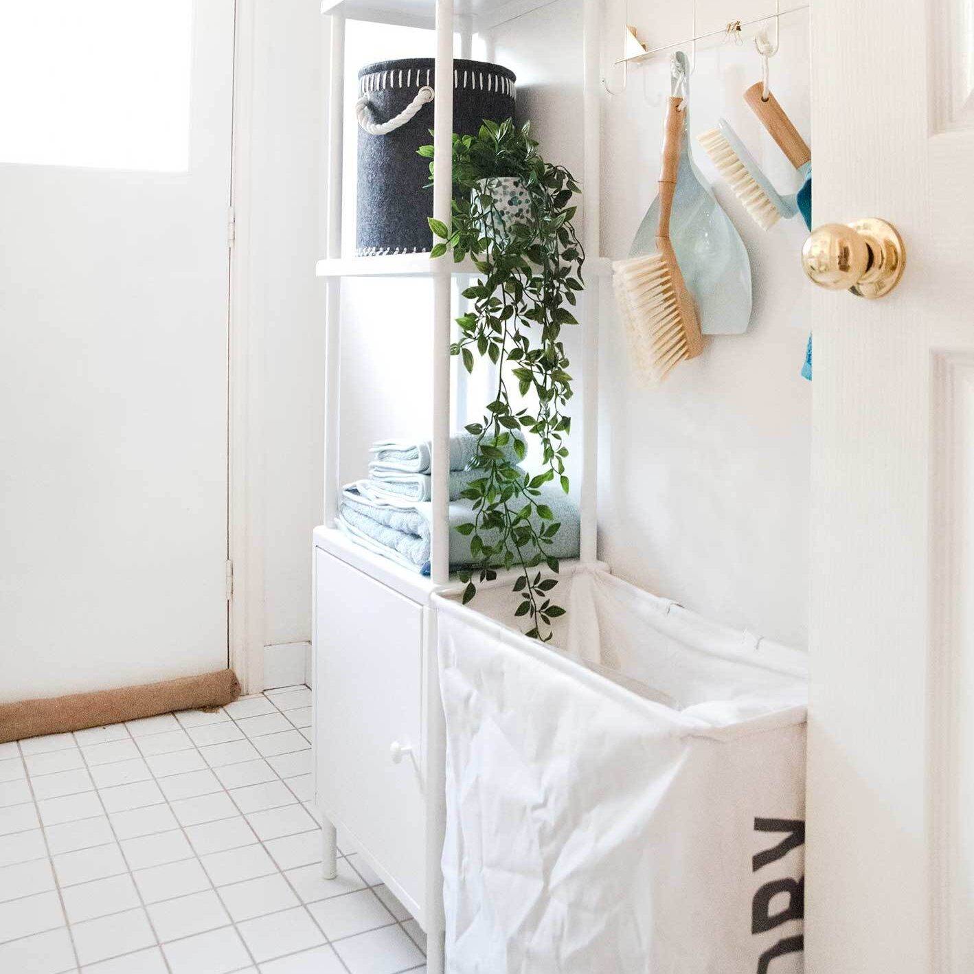 Hanging laundry room storage on wall